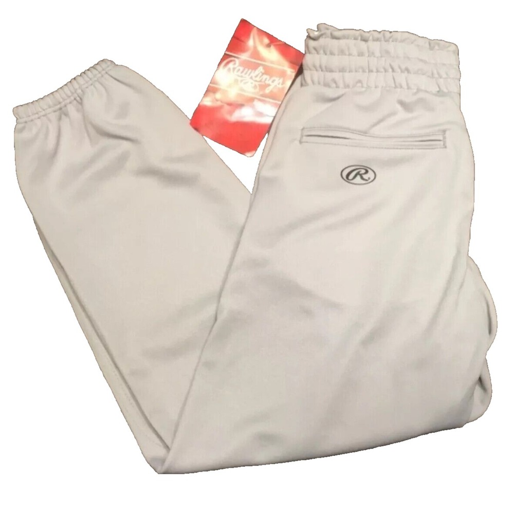 Rawlings Youth Sz Lrg Polyester Elastic WaistGray Baseball/Softball Pants New